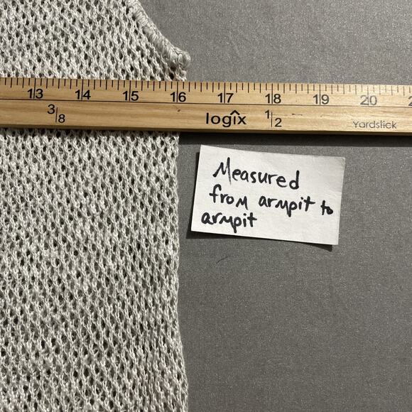 Crochet Drape Vest Size Small Gray Open Knit Sleeveless Cardigan Duster Fairy - Picture 9 of 10